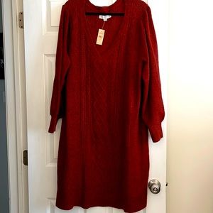 Loft Plus Sz 24/26 Rust Sweater Dress